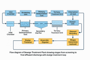 Flow Diagram of a Sewage Treatment Plant