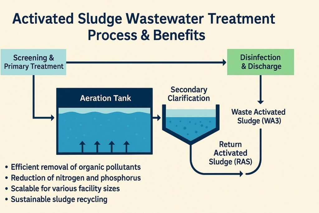 Activated sludge wastewater treatment diagram