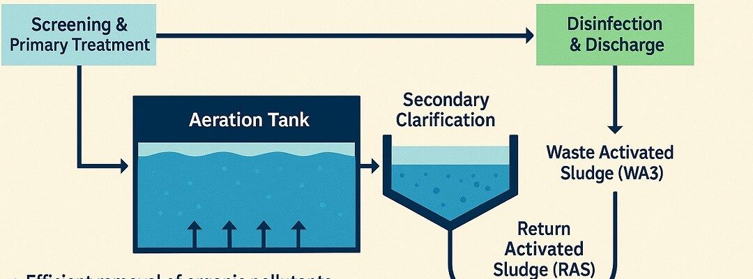 Activated sludge wastewater treatment diagram
